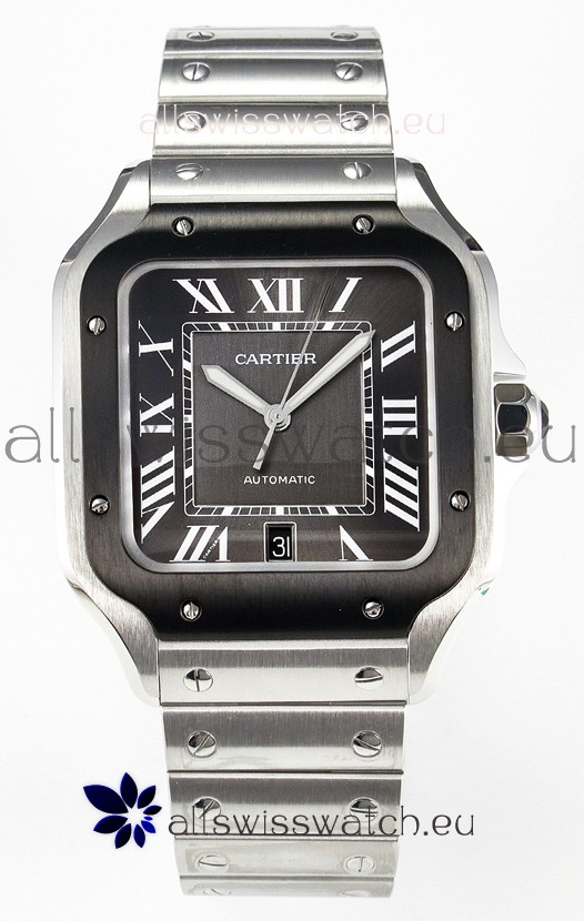 Cartier Santos De Cartier 904L Steel Grey Dial Super Clone Replica 40MM Watch 
