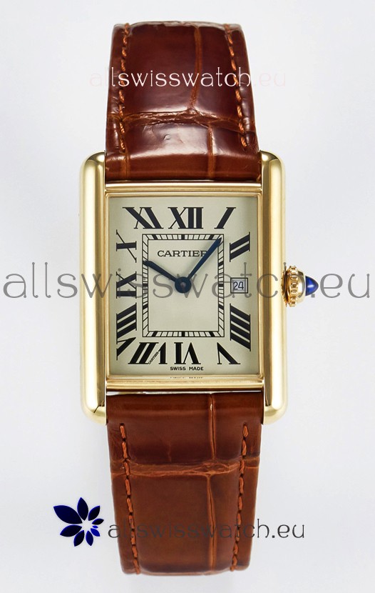Tank Must Cartier Super Clone Edition 33.7 Watch in Yellow Gold Casing 