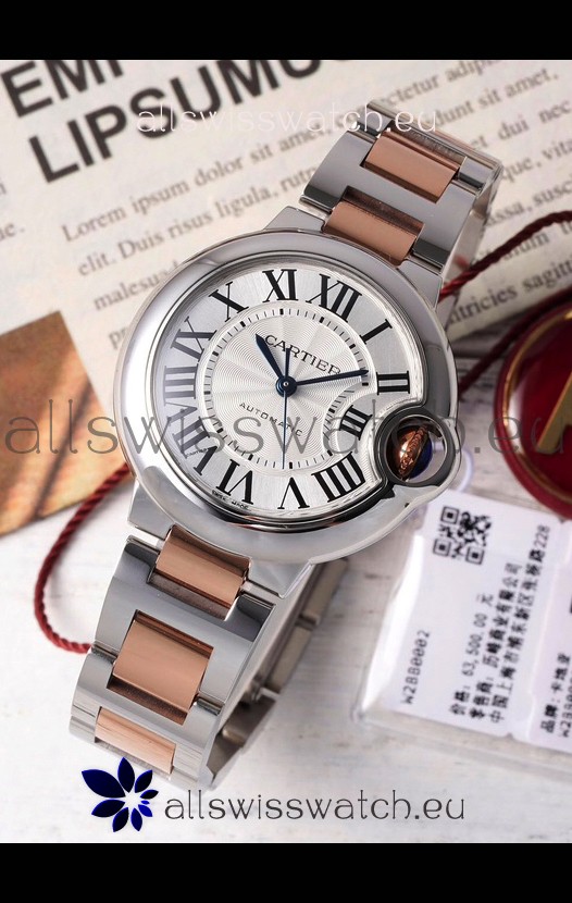 Ballon De Cartier Swiss Automatic White Dial Mirror Quality 33MM in Two Tone Casing