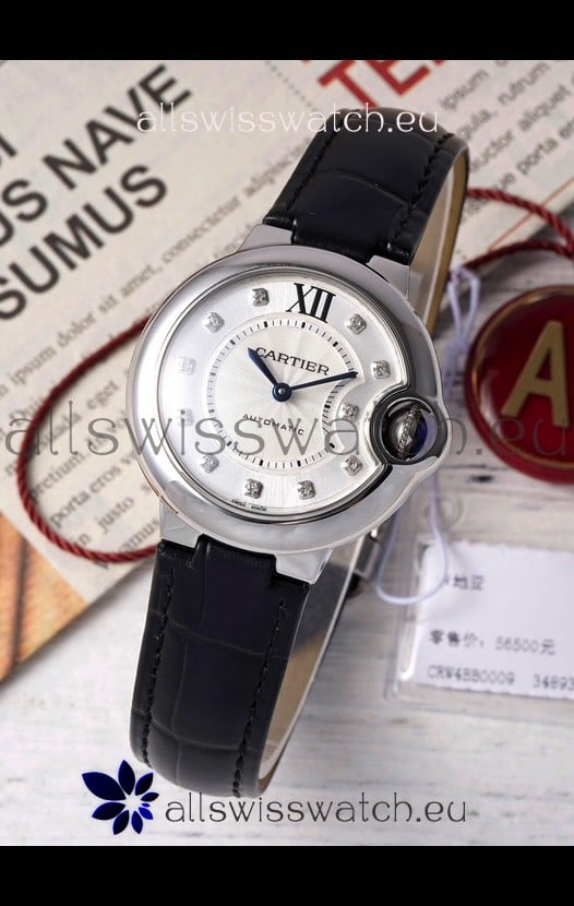 Ballon De Cartier Swiss Automatic White Dial Mirror Quality 33MM in Stainless Steel 