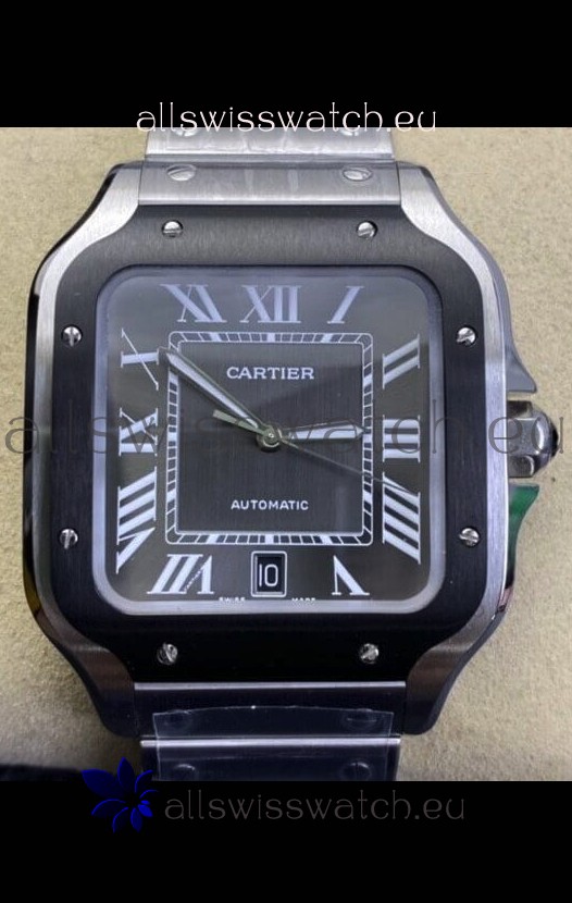 Cartier "Santos De Cartier" 904L Steel Grey Dial 1:1 Mirror Replica - 40MM Stainless Steel Watch
