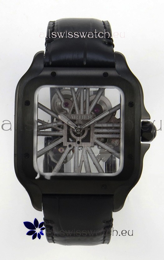 Santos De Cartier Super Clone Watch in Skeleton Dial PVD MLF Coating Watch 