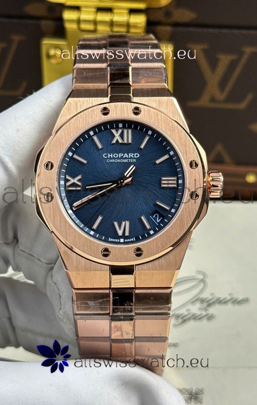 Chopard Alpine Eagle Rose Gold Blue Dial Super Clone Replica Watch 