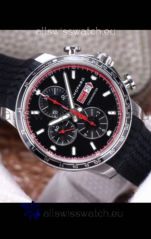 Chopard Classic Racing Chronograph 1:1 Mirror Replica Watch in Steel Casing - Black Dial 