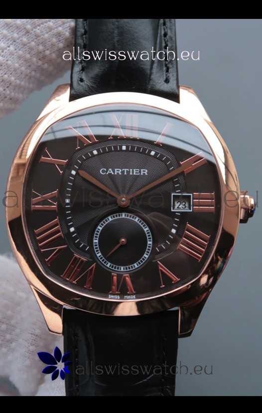 Drive De Cartier 1:1 Mirror Replica Watch in Rose Gold Plating - Brown Dial 