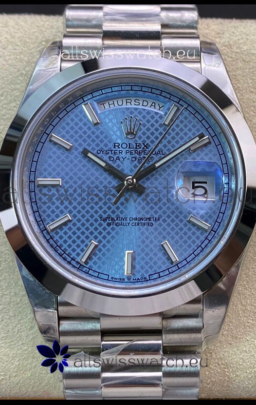 Rolex Day Date Presidential M228206-0004 904L Steel 40MM - Light Blue Dial 1:1 Mirror Quality Watch
