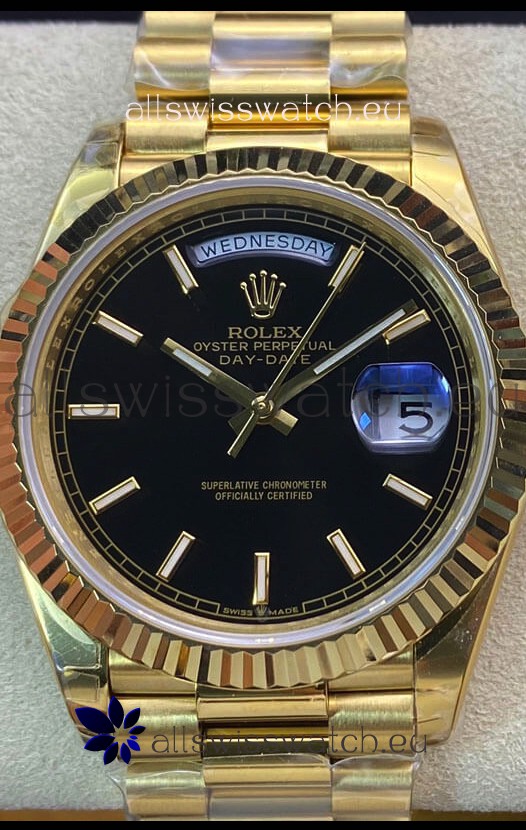 Rolex Day Date Presidential 18K Yellow Gold Watch 36MM - Black Dial 1:1 Mirror Quality