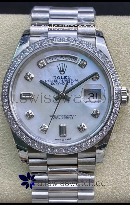 Rolex Day Date Presidential 904L Steel 36MM - White Pearl Dial 1:1 Mirror Quality Watch