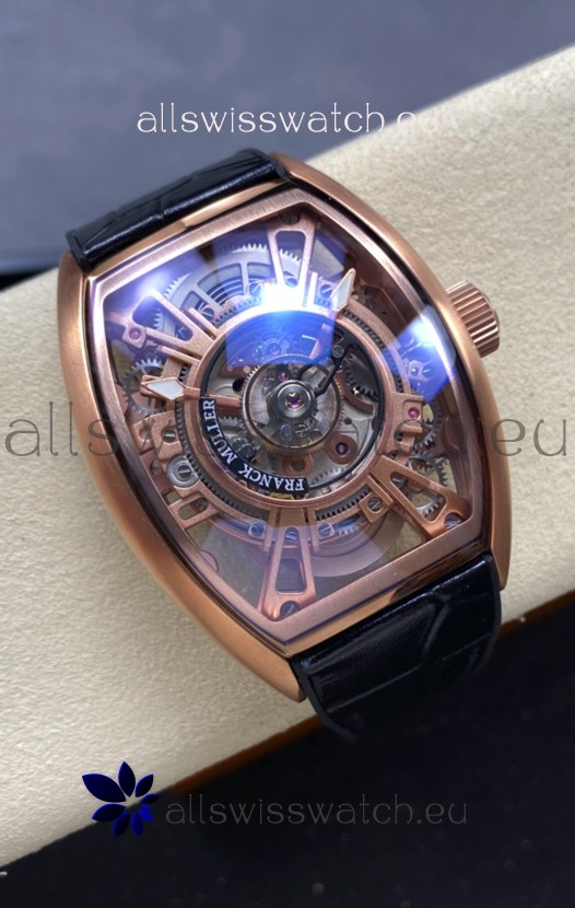 Franck Muller Curvex Grand Central Tourbillon Rose Gold Casing Watch in 1:1 Mirror Replica Watch