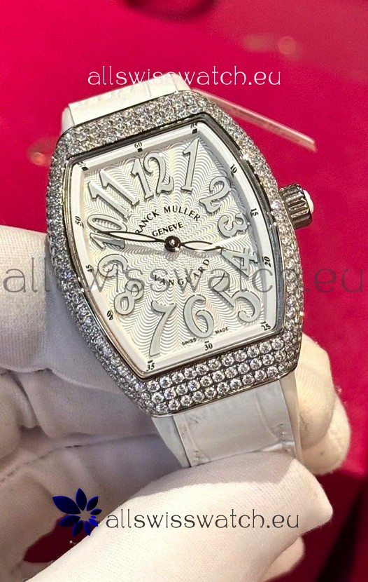Franck Muller V32 Swiss Quartz Mossanite 1:1 Replica Watch 36MM White Numerals