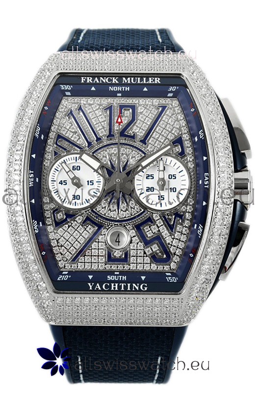 Franck Muller Vanguard V45 Chronograph 904L Steel Diamonds Embedded Dial Swiss Replica