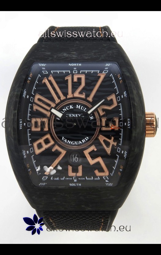 Franck Muller Super Clone Vanguard V45 Racing Carbon Watch in Nylon Strap