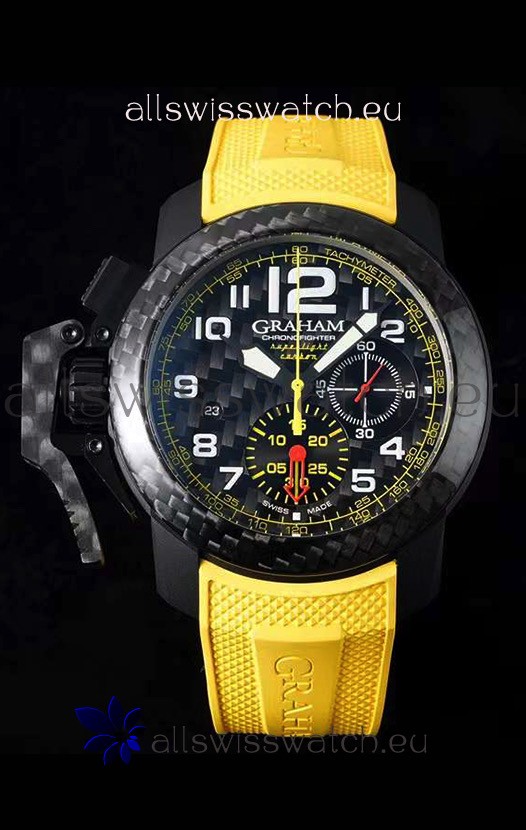 Graham Chronofighter Superlight Carbon Yellow 1:1 Mirror Swiss Replica Watch 