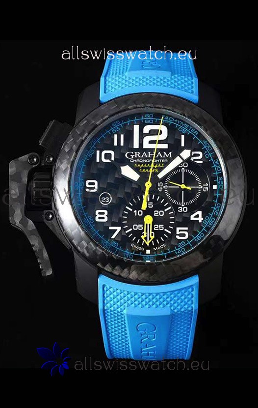 Graham Chronofighter Superlight Carbon Blue 1:1 Mirror Swiss Replica Watch 