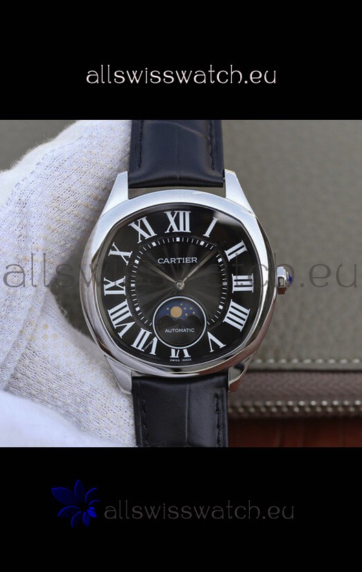 Drive De Cartier Moonphase Edition 1:1 Mirror Replica Watch in Stainless Steel - Brown Dial 