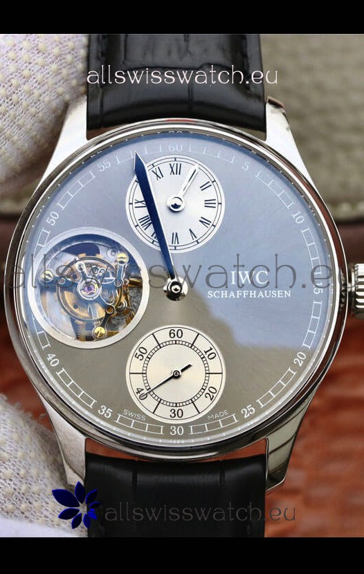 IWC Portuguese Genuine Swiss Tourbillon Movement Watch in Grey Dial