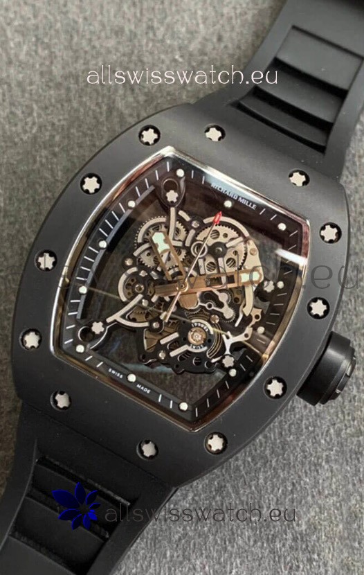 Richard Mille RM055 Ceramic Casing 1:1 Mirror Replica Watch in Black Strap 