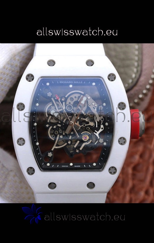 Richard Mille RM055 Ceramic Casing 1:1 Mirror Replica Watch in White Strap 