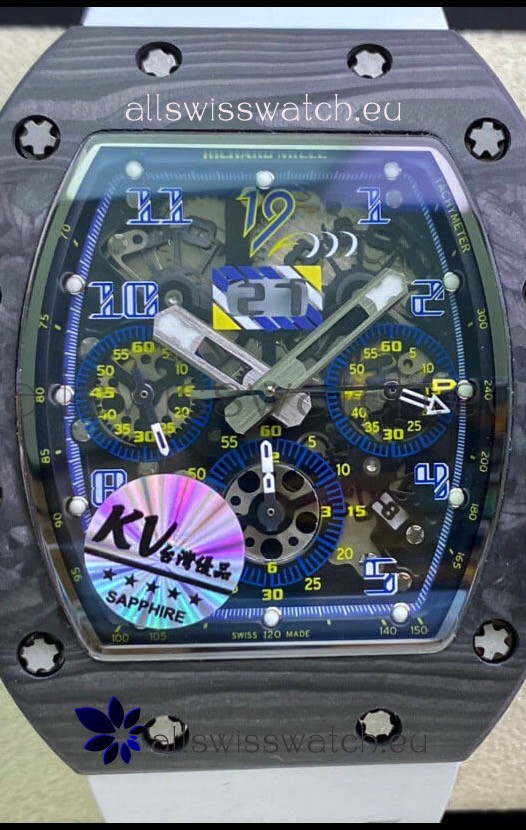 Richard Mille RM011 Felipe Massa 1:1 Mirror Quality One Piece Black Forged Carbon Case Watch