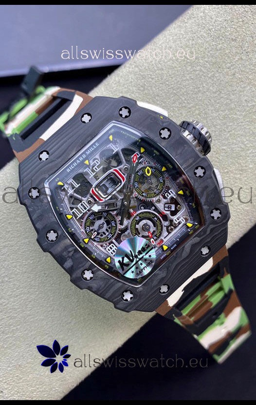 Richard Mille RM011 Felipe Massa 1:1 Mirror Quality One Piece Black Forged Carbon Case Watch