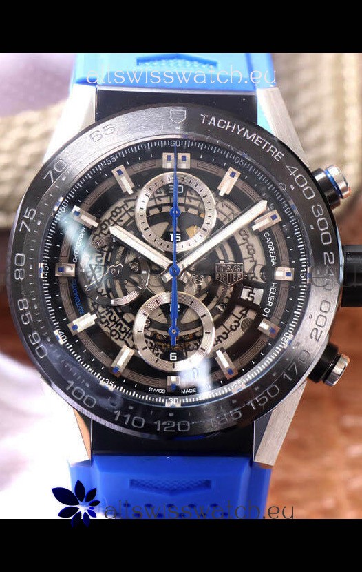 Tag Heuer Carrera Heuer 01 Swiss Replica Watch in Blue Strap 45MM 