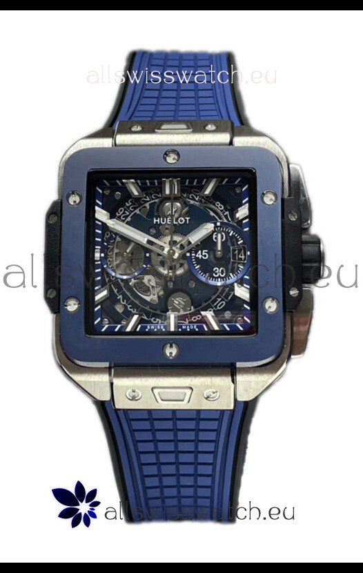 Hublot Square Bang Unico Titanium Blue Ceramic Chronograph Watch 1:1 Mirror Replica