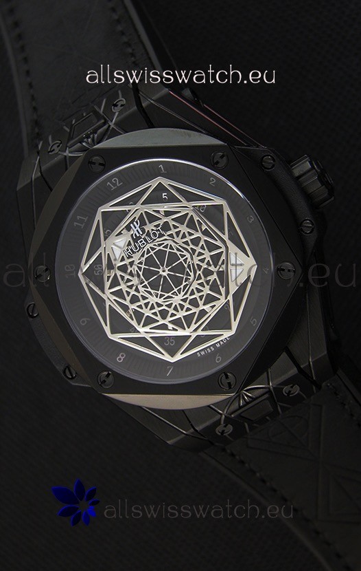 Hublot Big Bang Sang Bleu 45MM Black PVD Coated Swiss Replica Watch 