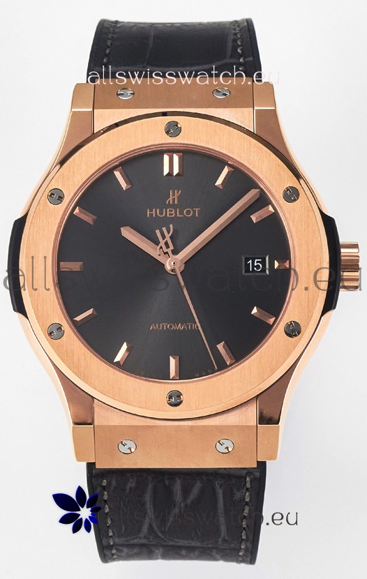 Hublot Super Clone Classic Fusion Rose Gold 42MM 1:1 Mirror Replica Watch Grey Dial