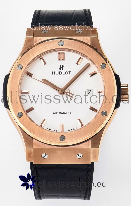 Hublot Super Clone Classic Fusion Rose Gold 42MM 1:1 Mirror Replica Watch White Dial