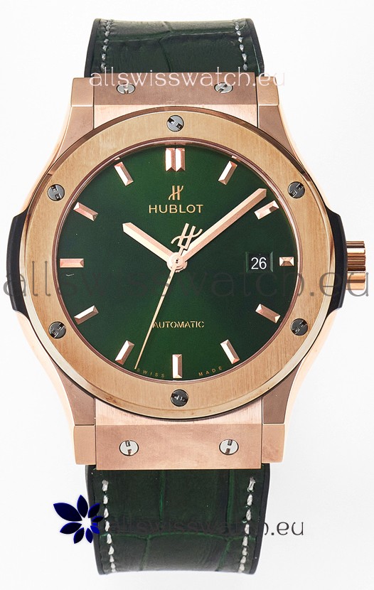Hublot Super Clone Classic Fusion Rose Gold 42MM 1:1 Mirror Replica Watch Green Dial