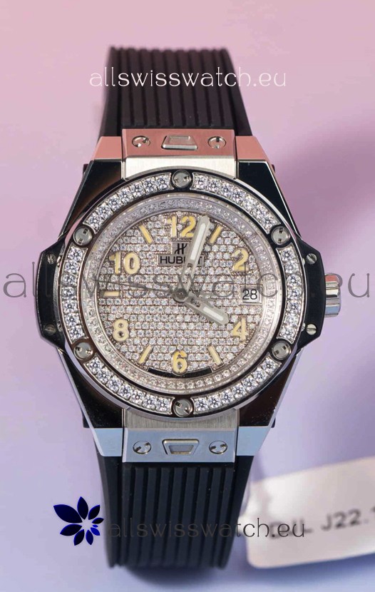 Hublot Big Bang One Click Mossanites Paved Dial Swiss Replica Watch