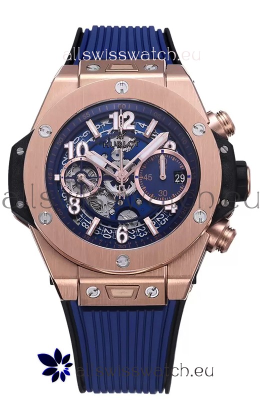 Hublot Big Bang Unico Blue Rose Gold Casing 1:1 Mirror Edition Swiss Replica Watch