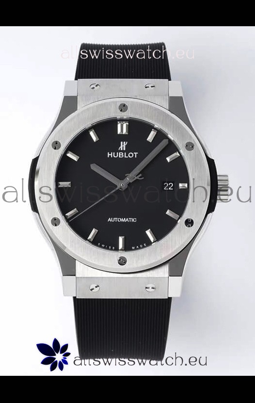 Hublot Classic Fusion Steel Black Dial 42MM Swiss Replica Watch 1:1 Mirror Quality