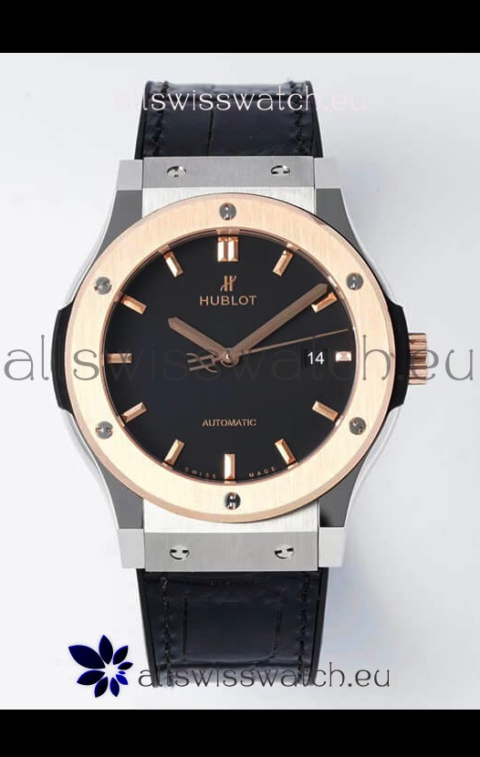 Hublot Classic Fusion Two Tone Black Dial 42MM Swiss Replica Watch 1:1 Mirror Quality