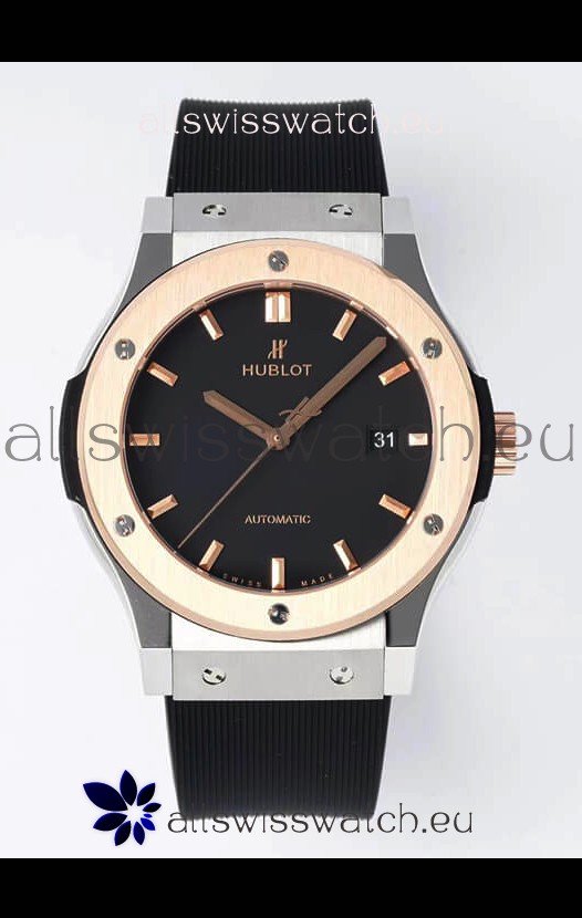 Hublot Classic Fusion Two Tone Black Dial 42MM Swiss Replica Watch 1:1 Mirror Quality