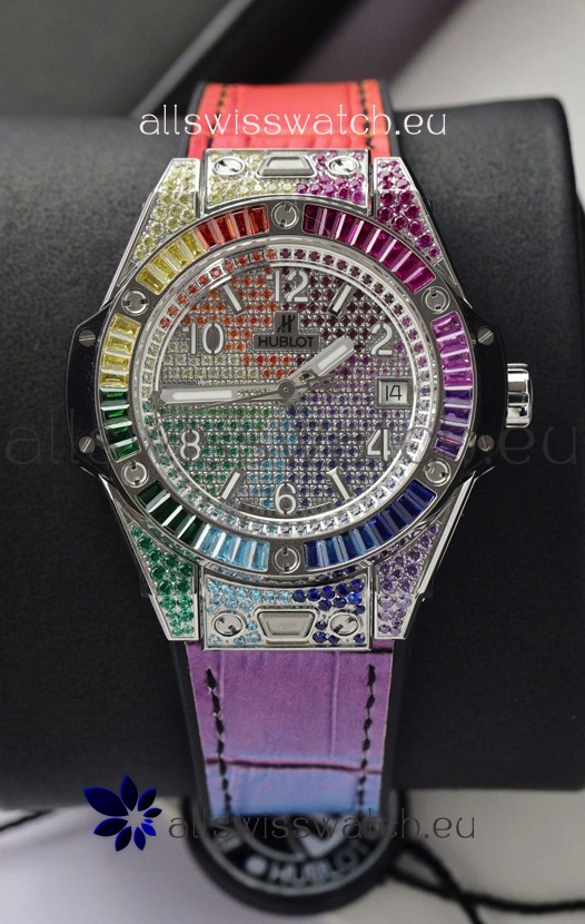 Hublot Big Bang One Click King White Dial Rainbow Diamonds 39MM Watch 
