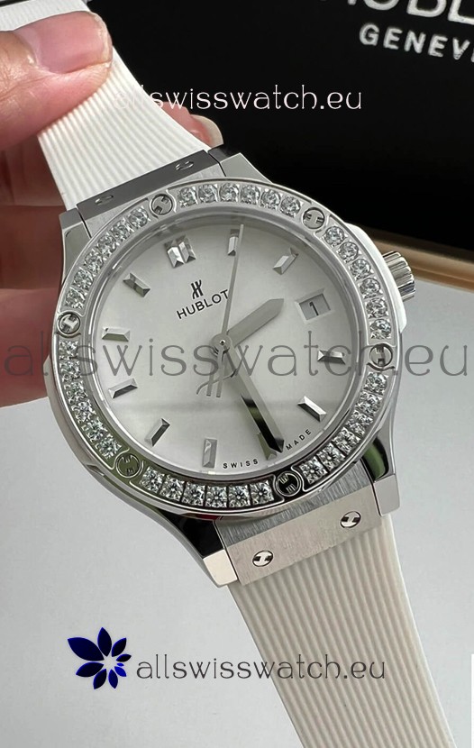 Hublot Classic Fusion Stainless Steel 33MM White Dial Swiss Quartz Movement Watch 1:1 Mirror Quality