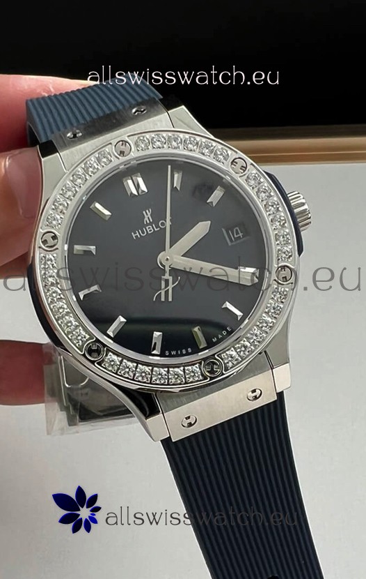 Hublot Classic Fusion Stainless Steel 33MM Blue Dial Swiss Quartz Movement Watch 1:1 Mirror Quality