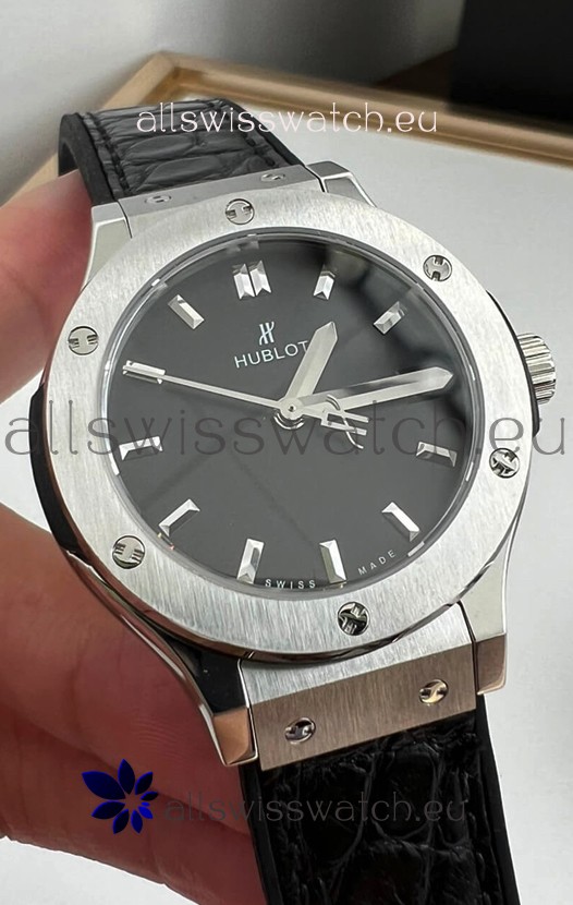 Hublot Classic Fusion Stainless Steel 33MM Black Dial Swiss Quartz Movement Watch 1:1 Mirror Quality