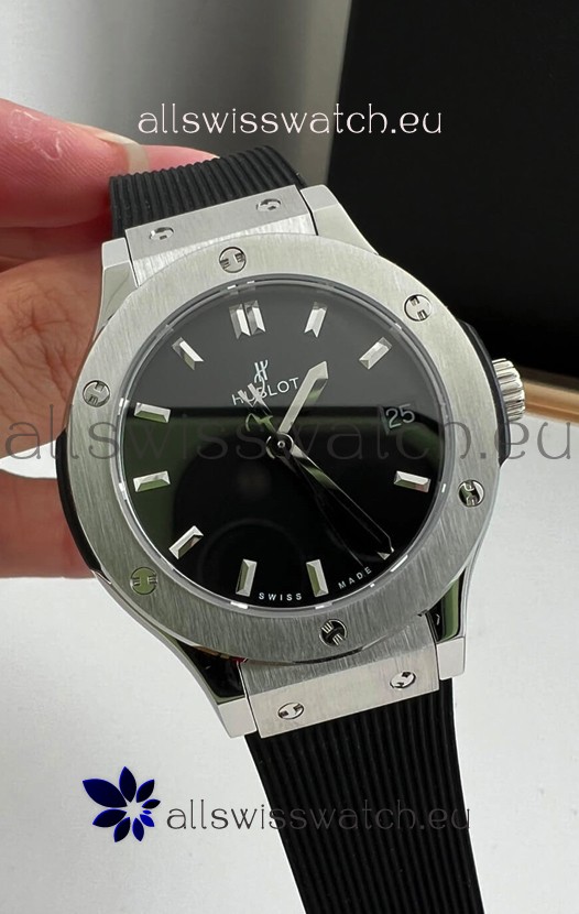 Hublot Classic Fusion Stainless Steel 33MM Black Dial Swiss Quartz Movement Watch 1:1 Mirror Quality