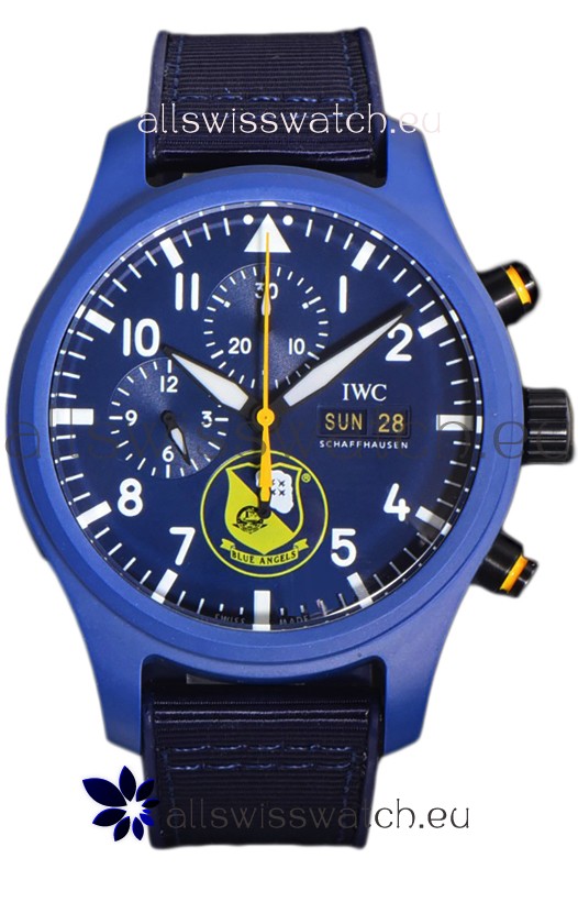 IWC Pilot's Chronograph Blue Angels Ceramic IW389109 1:1 Mirror Replica in Blue Dial