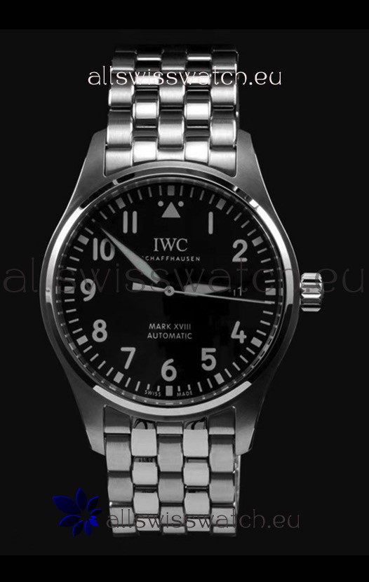 IWC MARK XVIII Swiss Replica Watch in 904L Steel Black Dial 40MM - 1:1 Mirror Replica