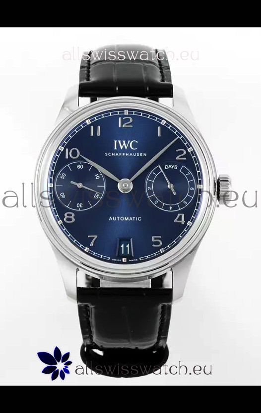 IWC Super Clone Portugieser Swiss 1:1 Mirror Replica Watch Blue Dial Steel Case Watch