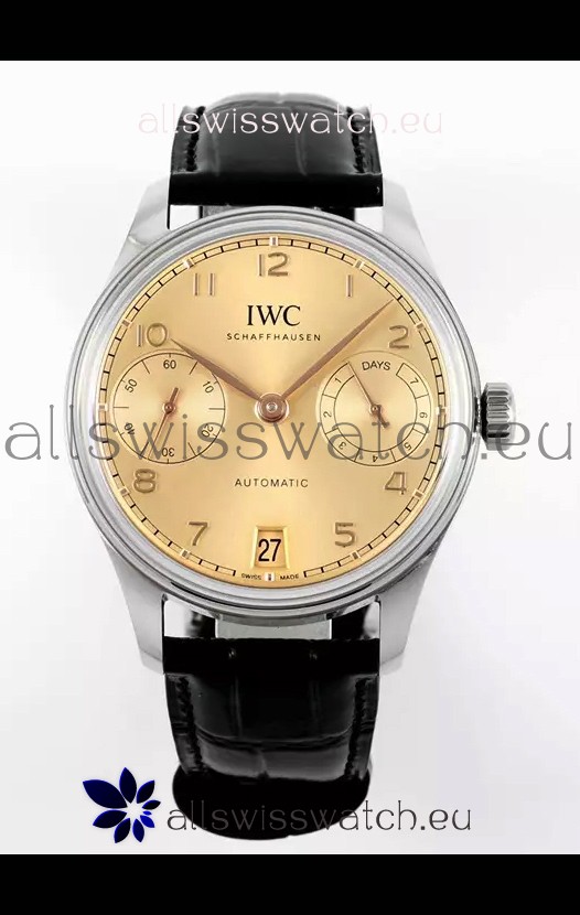 IWC Super Clone Portugieser Swiss 1:1 Mirror Replica Watch Champange Dial Steel Case Watch