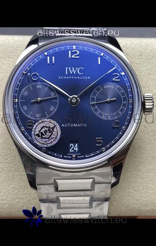 IWC Super Clone Portugieser Swiss 1:1 Mirror Replica Watch Blue Dial Steel Case Watch