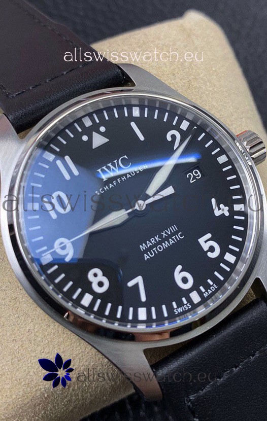 IWC Pilot Mark XVIII IW327001 1:1 Mirror Swiss Replica Watch in Black Dial 