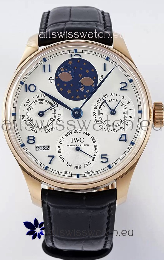 IWC Portuguese Perpetual Calendar Rose Gold Swiss Replica Watch REF. IW503302