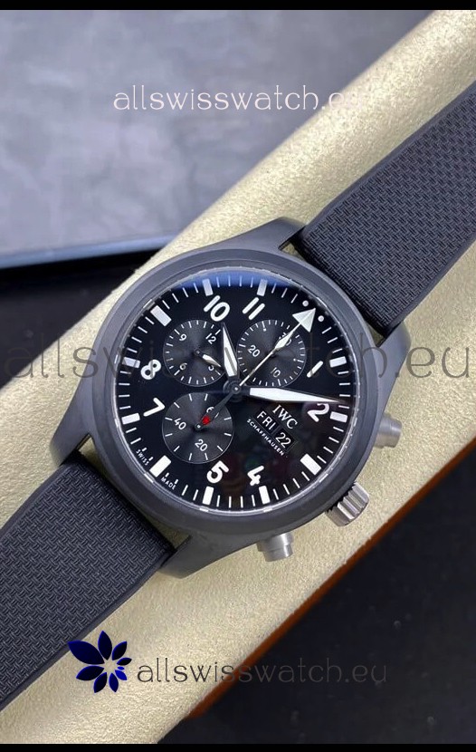 IWC Pilot's Chronograph Top Gun Ceramic IW389101 1:1 Mirror Replica in Black Dial