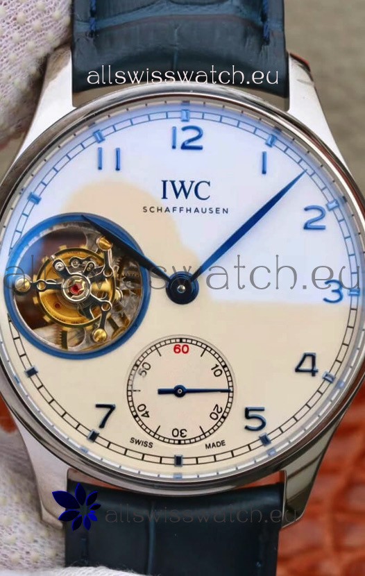 IWC Portuguese Genuine Swiss Tourbillon Movement Watch in White Dial