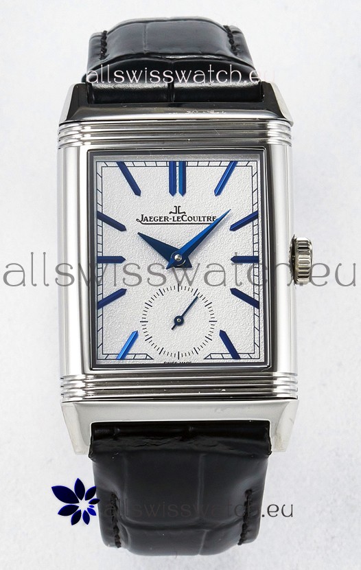 Jaeger-LeCoultre Reverso Super Clone DuoFace Blue/White Steel Replica Watch 